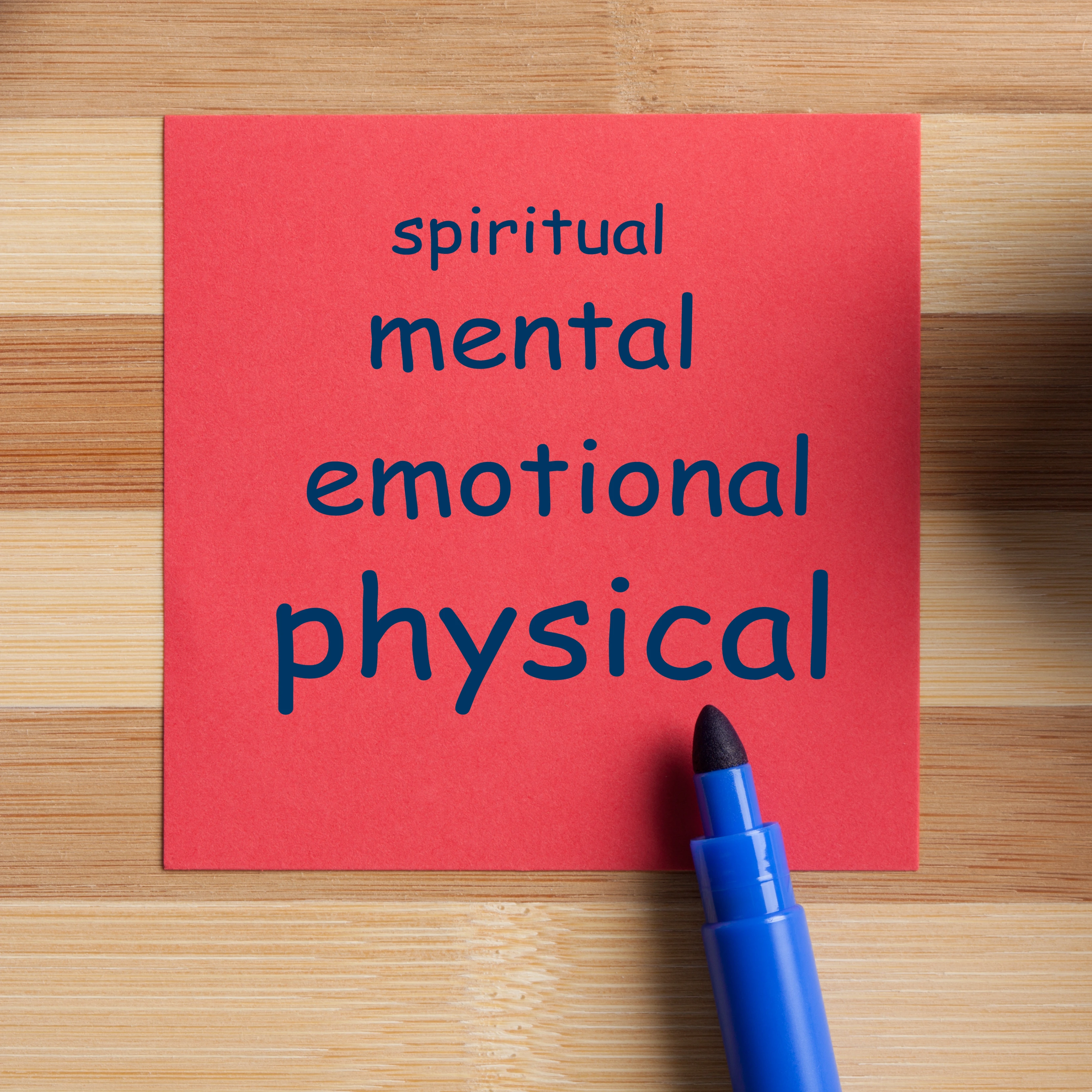 Wellbeing dimensions listed spiritual, mental, emotional, physical
